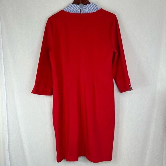 Talbots Red Pique Collared Dress Womens Large NWT Knee Length Preppy Pockets - Picture 2 of 10
